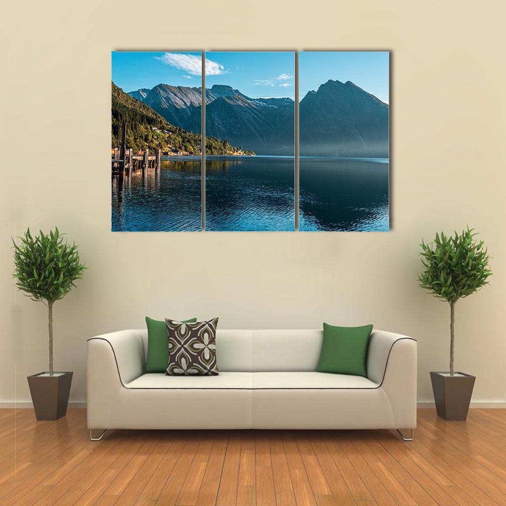 The Fjord With Mountain Canvas Wall Art-3 Horizontal-Gallery Wrap-37" x 24"-Tiaracle