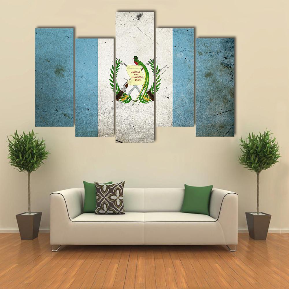The Flag Of Guatemala Canvas Wall Art-5 Pop-Gallery Wrap-47" x 32"-Tiaracle