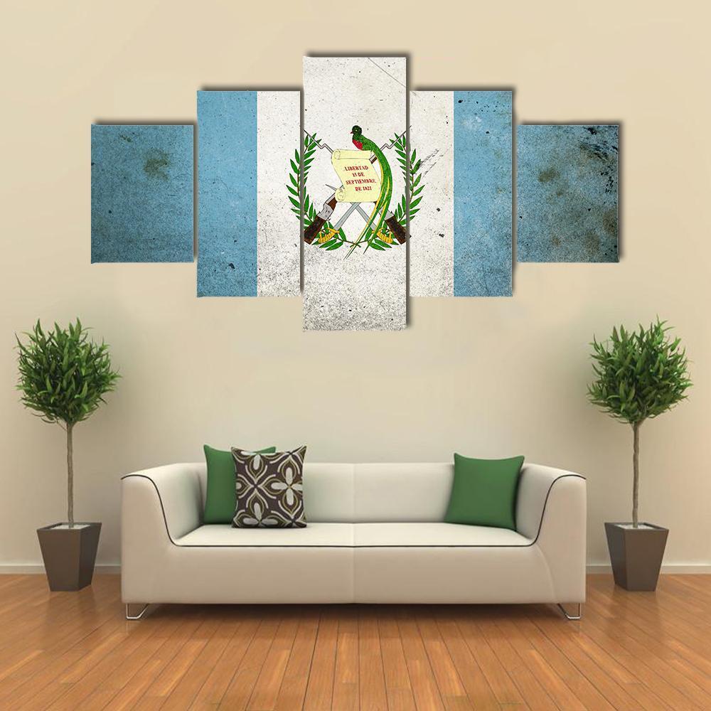 The Flag Of Guatemala Canvas Wall Art-5 Star-Gallery Wrap-62" x 32"-Tiaracle