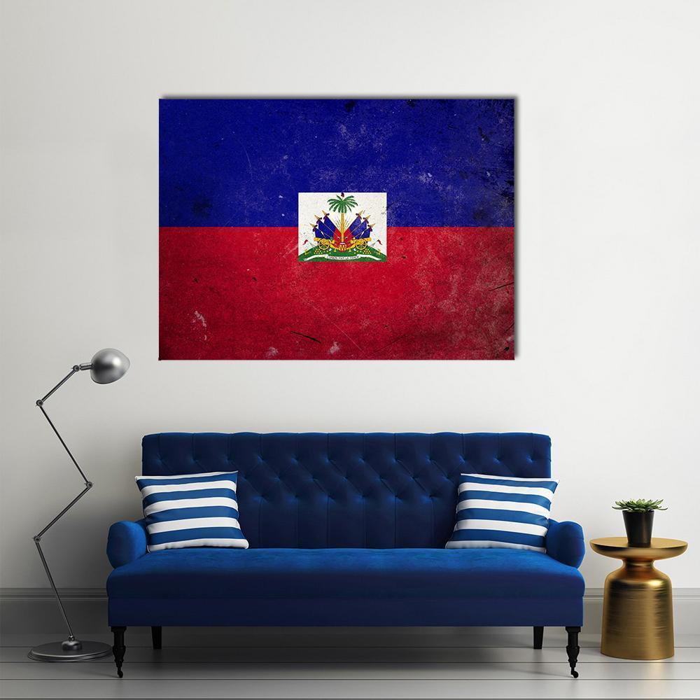 Flag Of Haiti Canvas Wall Art-1 Piece-Gallery Wrap-48" x 32"-Tiaracle