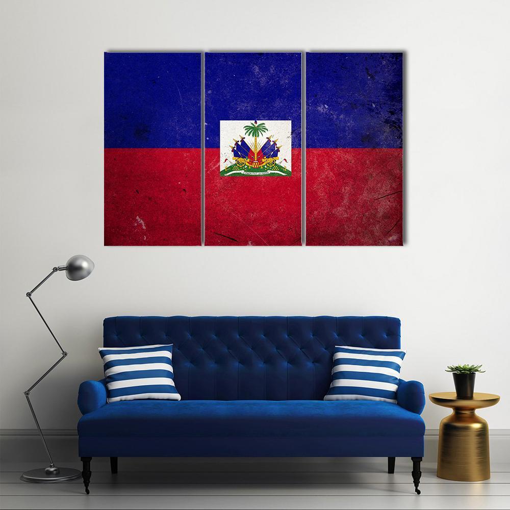 Flag Of Haiti Canvas Wall Art-3 Horizontal-Gallery Wrap-37" x 24"-Tiaracle