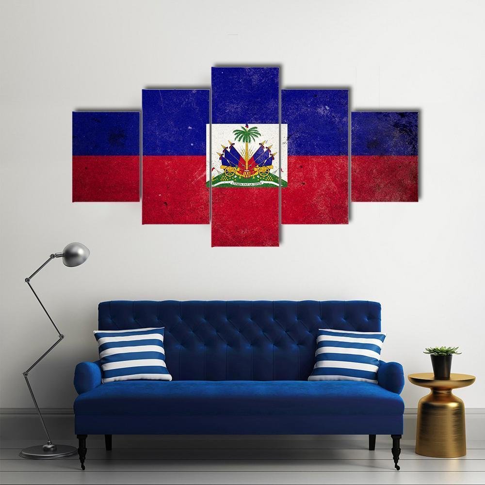 Flag Of Haiti Canvas Wall Art-3 Horizontal-Gallery Wrap-37" x 24"-Tiaracle