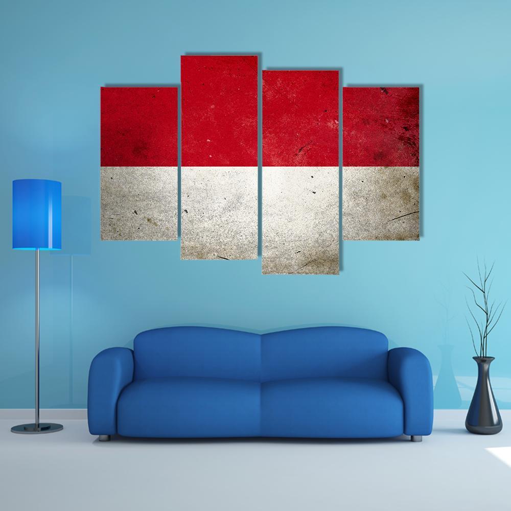 Flag Of Indonesia Canvas Wall Art-4 Pop-Gallery Wrap-50" x 32"-Tiaracle