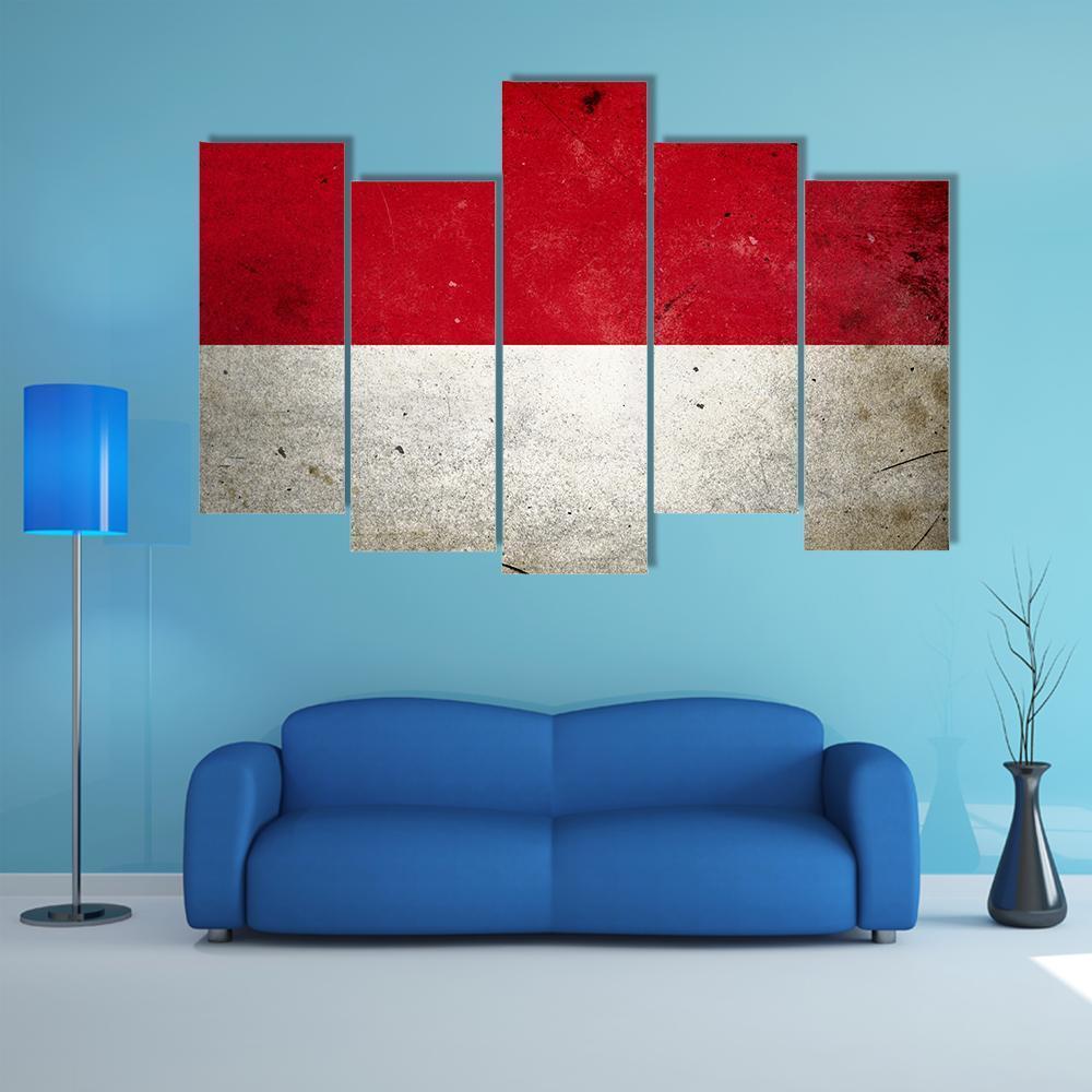 Flag Of Indonesia Canvas Wall Art-5 Pop-Gallery Wrap-47" x 32"-Tiaracle