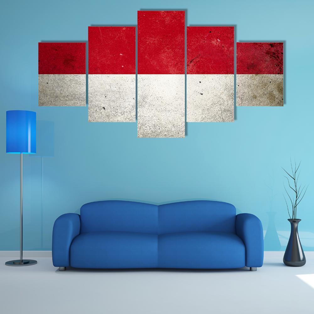 Flag Of Indonesia Canvas Wall Art-5 Star-Gallery Wrap-62" x 32"-Tiaracle