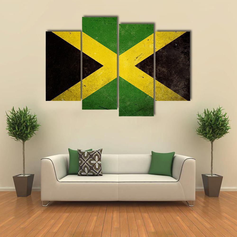 Flag Of Jamaica Canvas Wall Art-4 Pop-Gallery Wrap-50" x 32"-Tiaracle