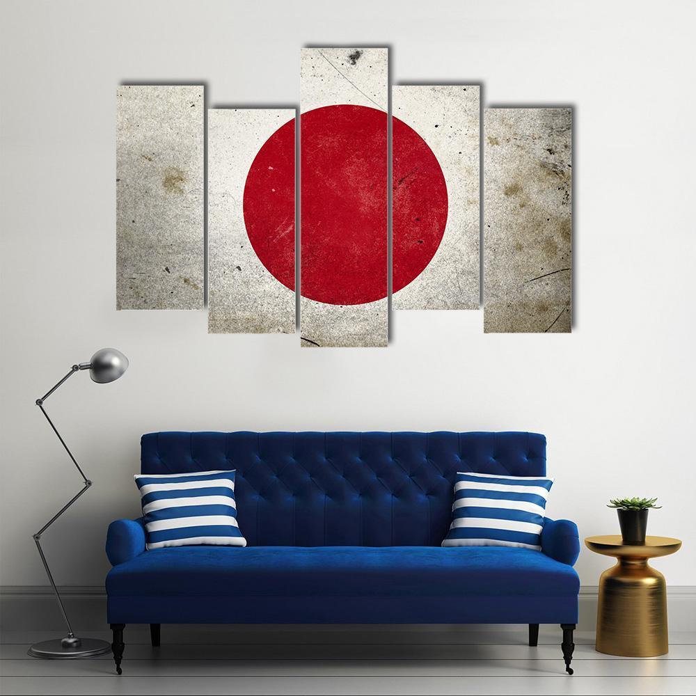 Flag Of Japan Canvas Wall Art-5 Pop-Gallery Wrap-47" x 32"-Tiaracle