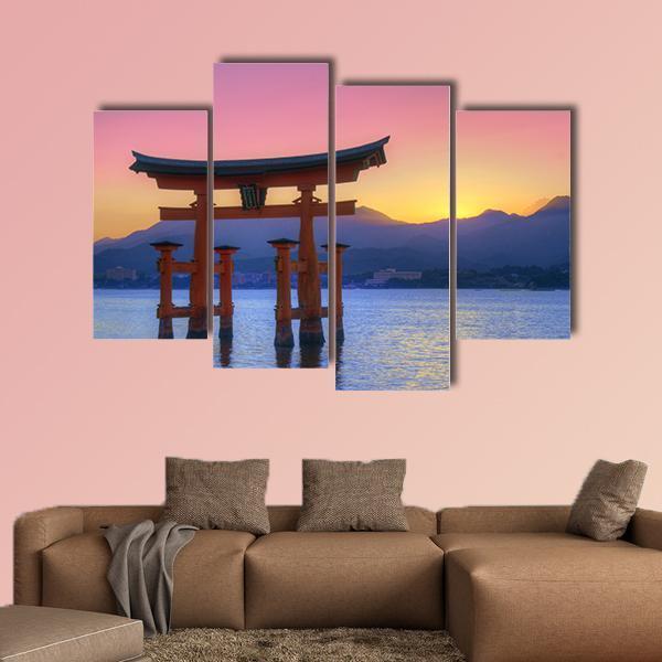 Floating Torii Gate Canvas Wall Art-4 Pop-Gallery Wrap-50" x 32"-Tiaracle