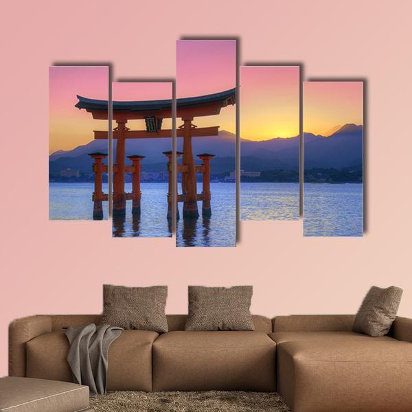 Floating Torii Gate Canvas Wall Art-5 Pop-Gallery Wrap-47" x 32"-Tiaracle