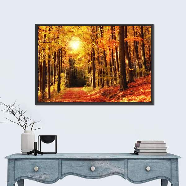 The Forest In Autumn Canvas Wall Art-5 Horizontal-Gallery Wrap-22" x 12"-Tiaracle
