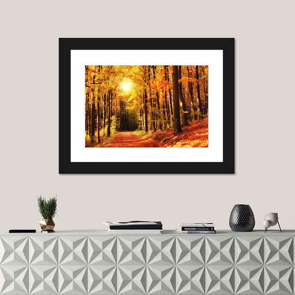 The Forest In Autumn Canvas Wall Art-3 Horizontal-Gallery Wrap-25" x 16"-Tiaracle