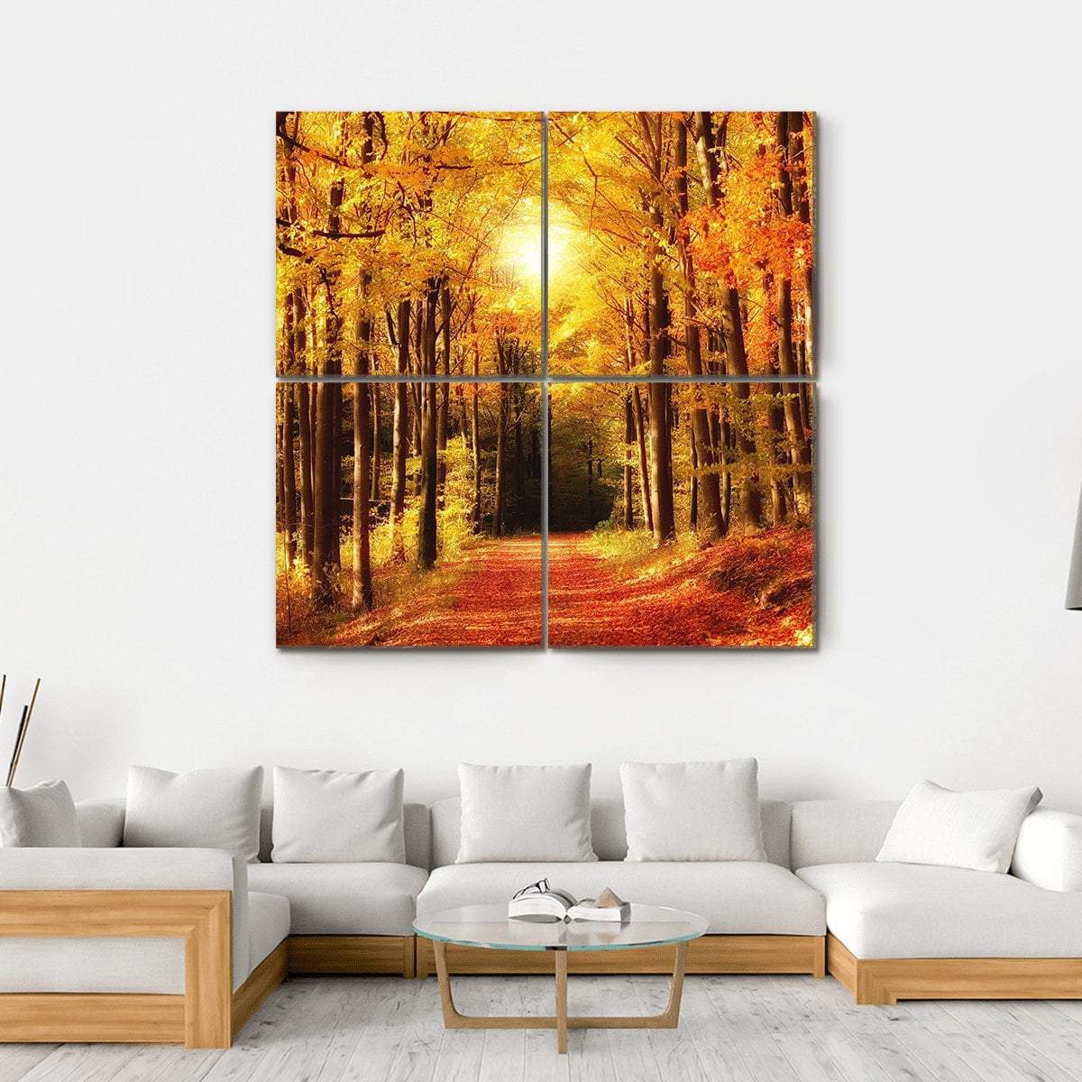 The Forest In Autumn Canvas Wall Art-4 Square-Gallery Wrap-17" x 17"-Tiaracle