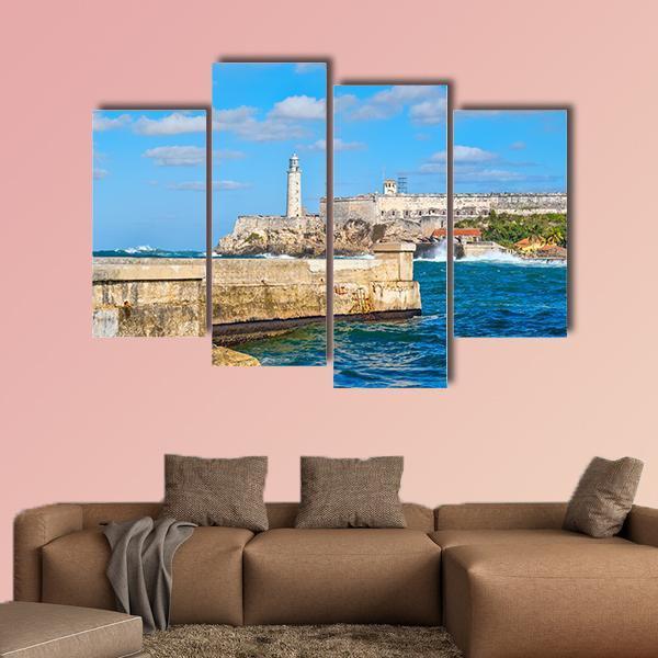 Morro & Malecon Seawall Canvas Wall Art-4 Pop-Gallery Wrap-50" x 32"-Tiaracle