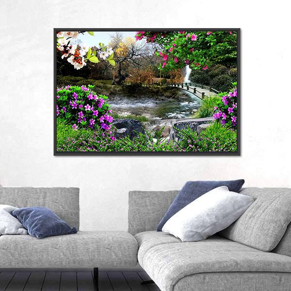 The Four Seasons Canvas Wall Art-1 Piece-Floating Frame-24" x 16"-Tiaracle