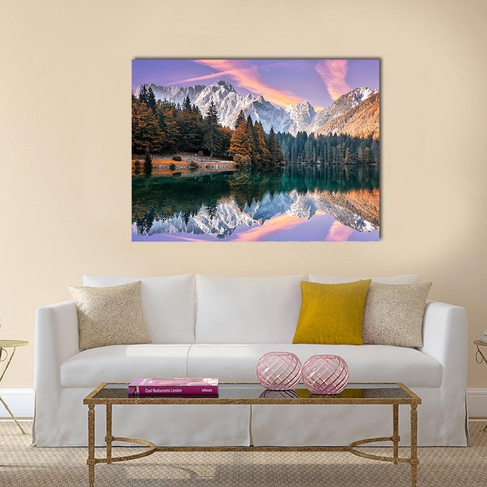 The Fusine Lake Italy Canvas Wall Art-4 Horizontal-Gallery Wrap-34" x 24"-Tiaracle