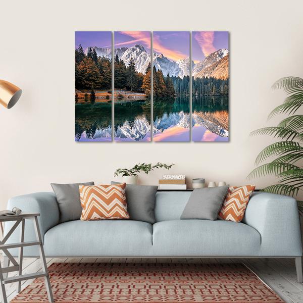 The Fusine Lake Italy Canvas Wall Art-4 Horizontal-Gallery Wrap-34" x 24"-Tiaracle