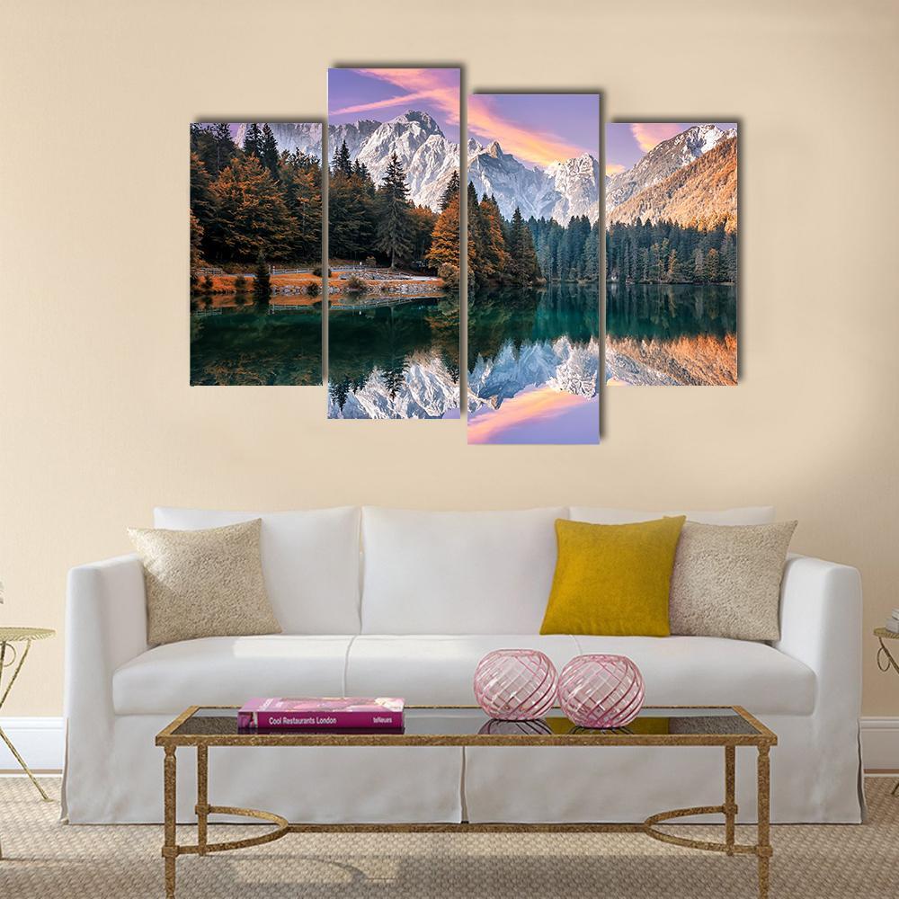 The Fusine Lake Italy Canvas Wall Art-4 Pop-Gallery Wrap-34" x 20"-Tiaracle