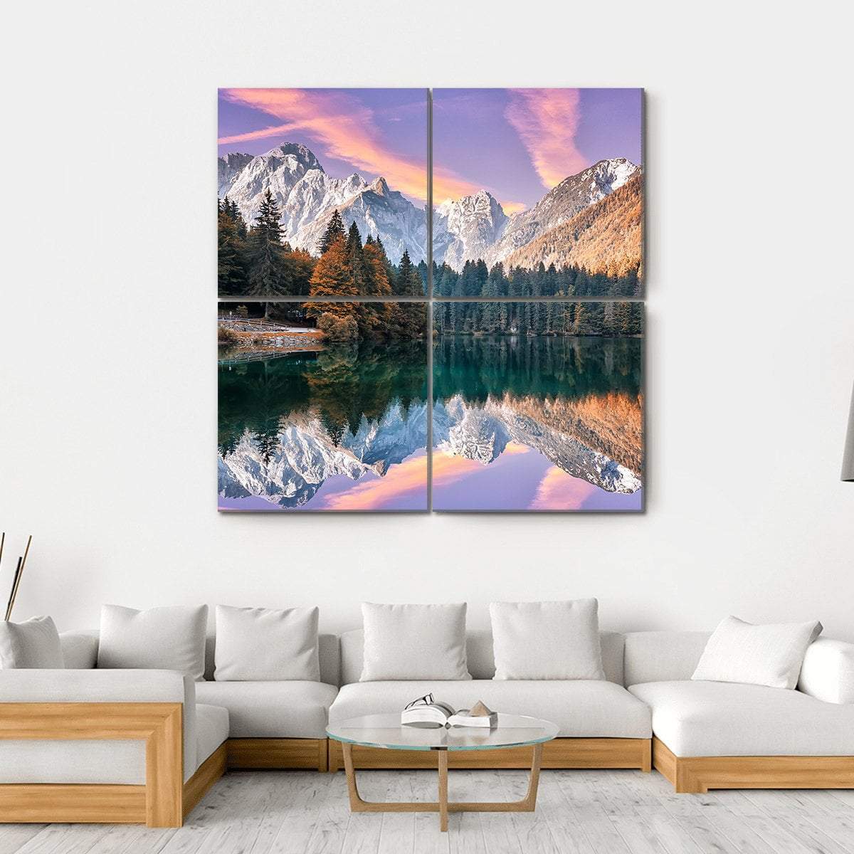 The Fusine Lake Italy Canvas Wall Art-4 Square-Gallery Wrap-17" x 17"-Tiaracle