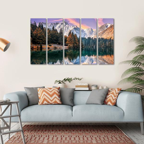 The Fusine Lake Italy Canvas Wall Art-5 Horizontal-Gallery Wrap-22" x 12"-Tiaracle