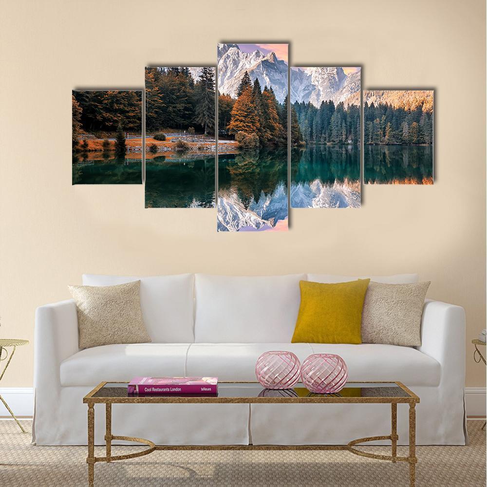 The Fusine Lake Italy Canvas Wall Art-5 Star-Gallery Wrap-42" x 21"-Tiaracle