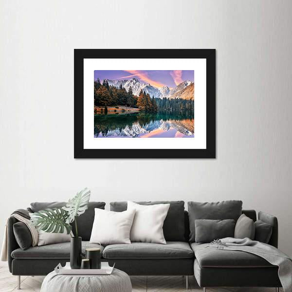 The Fusine Lake Italy Canvas Wall Art-1 Piece-Framed Print-20" x 16"-Tiaracle