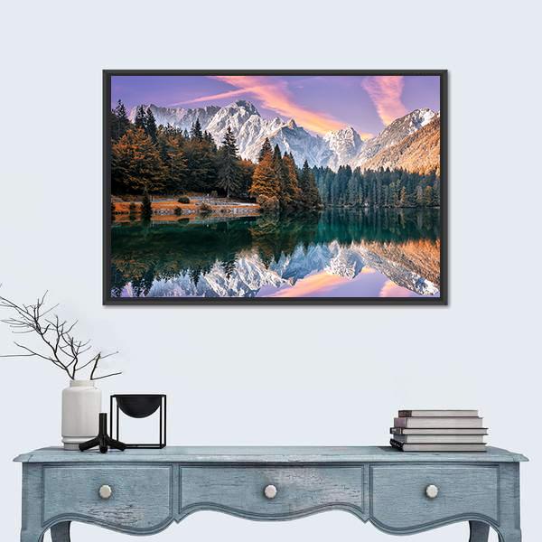 The Fusine Lake Italy Canvas Wall Art-5 Horizontal-Gallery Wrap-22" x 12"-Tiaracle