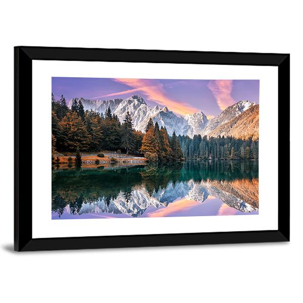 The Fusine Lake Italy Vertical Canvas Wall Art-3 Vertical-Gallery Wrap-12" x 25"-Tiaracle