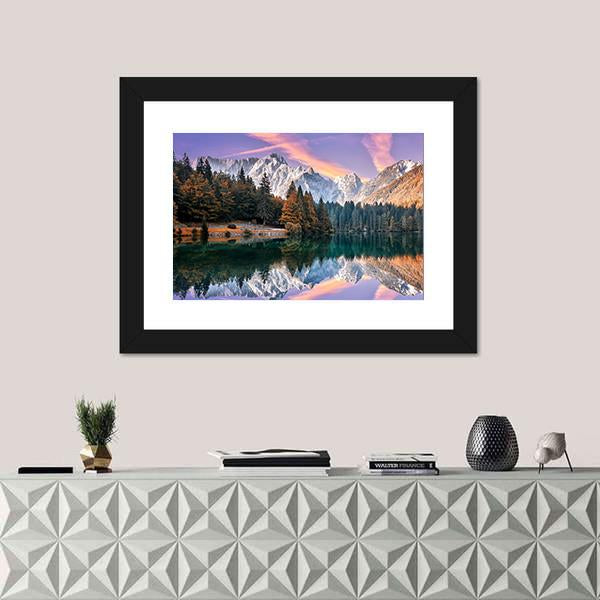 The Fusine Lake Italy Vertical Canvas Wall Art-3 Vertical-Gallery Wrap-12" x 25"-Tiaracle