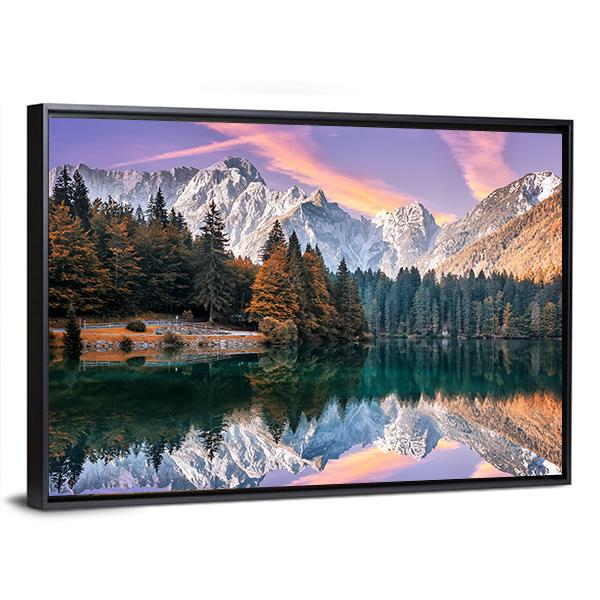 The Fusine Lake Italy Vertical Canvas Wall Art-3 Vertical-Gallery Wrap-12" x 25"-Tiaracle