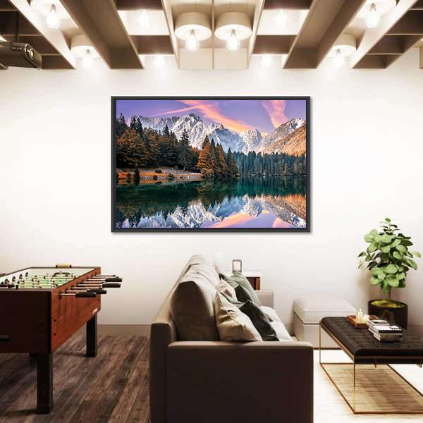 The Fusine Lake Italy Vertical Canvas Wall Art-3 Vertical-Gallery Wrap-12" x 25"-Tiaracle