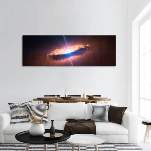 Galaxy System With Bright Optical Centre Element Panoramic Canvas Wall Art-1 Piece-36" x 12"-Tiaracle