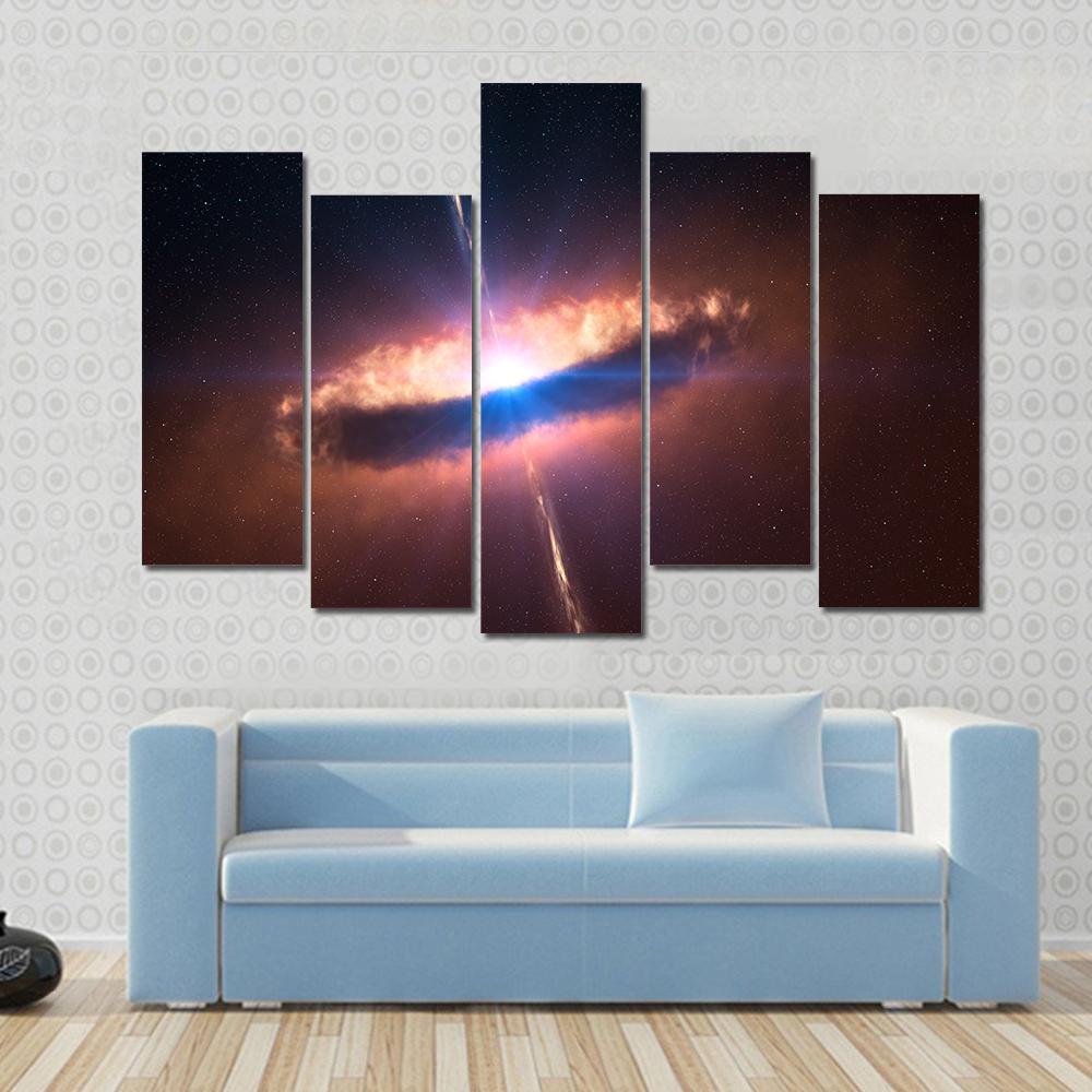 Galaxy System With Bright Optical Centre Element Canvas Wall Art-3 Horizontal-Gallery Wrap-37" x 24"-Tiaracle