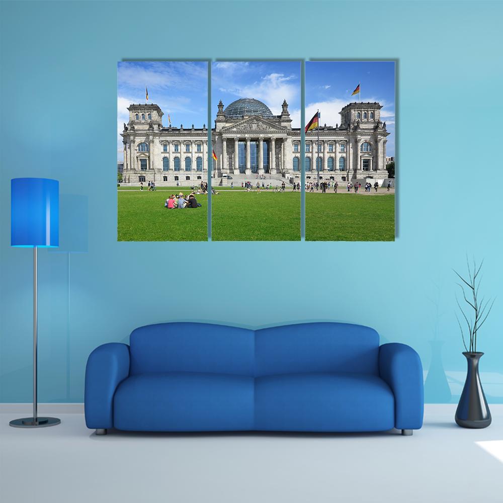 The German Reichstag Canvas Wall Art-3 Horizontal-Gallery Wrap-37&quot; x 24&quot;-Tiaracle