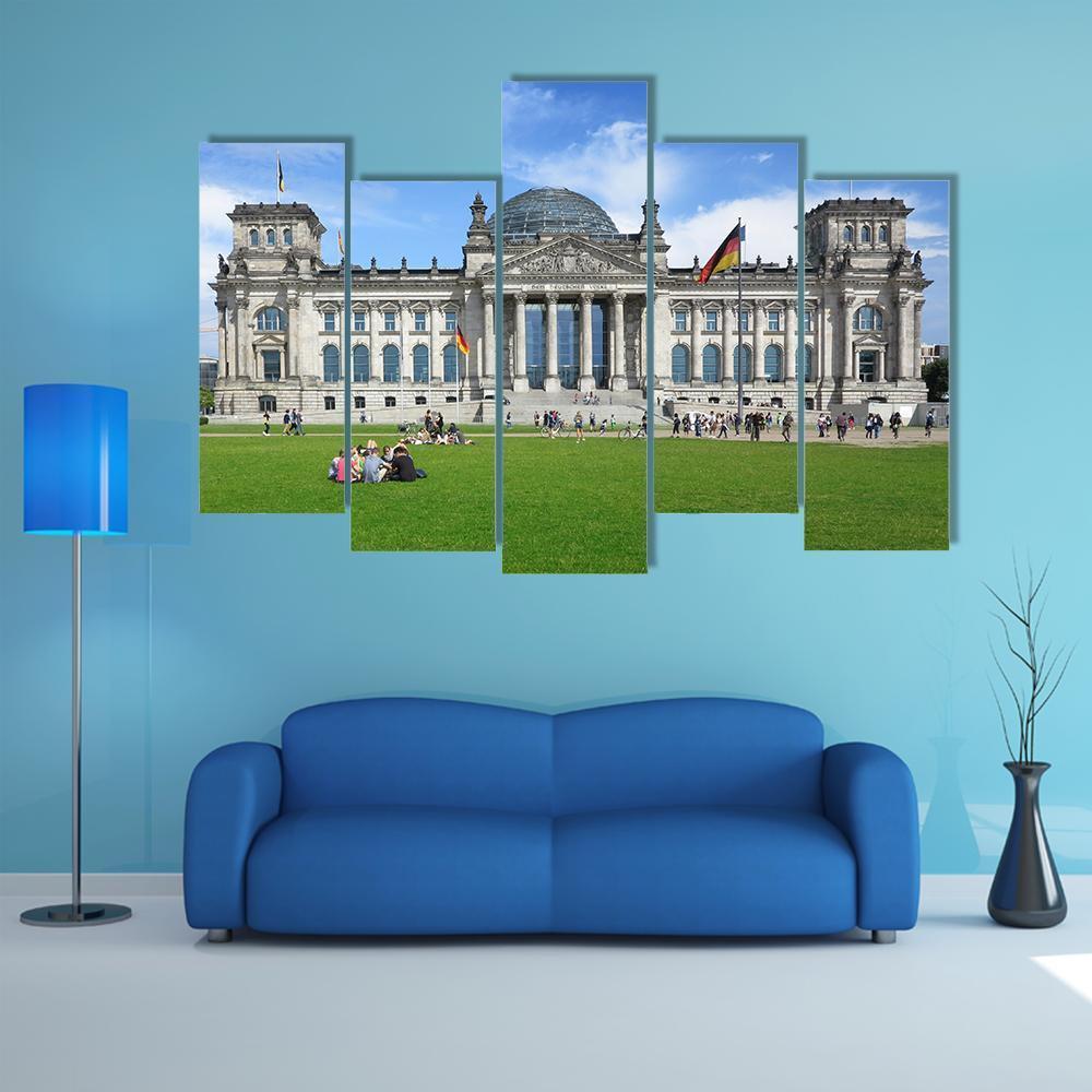 The German Reichstag Canvas Wall Art-5 Pop-Gallery Wrap-47&quot; x 32&quot;-Tiaracle