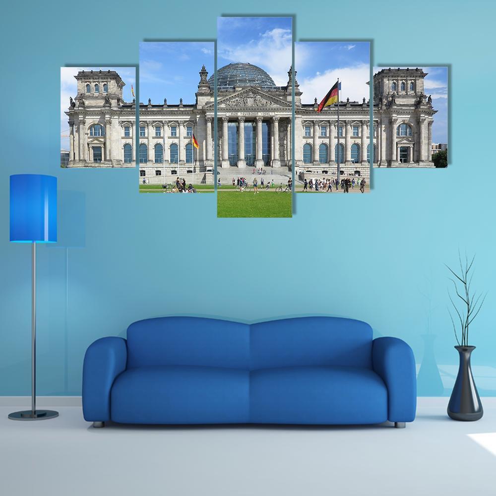 The German Reichstag Canvas Wall Art-5 Star-Gallery Wrap-62&quot; x 32&quot;-Tiaracle
