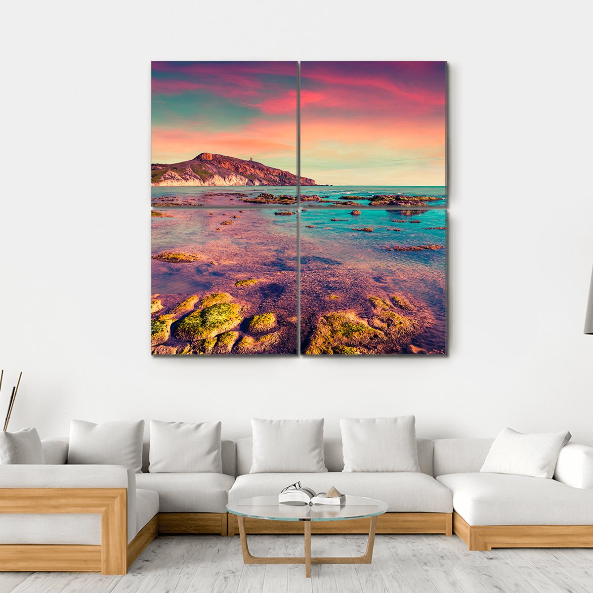 The Giallonardo Beach Canvas Wall Art-4 Square-Gallery Wrap-17" x 17"-Tiaracle