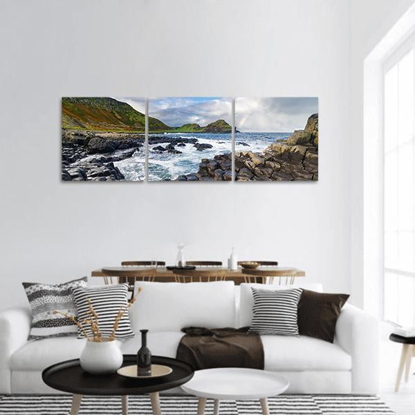 The Giant's Causeway In Northern Ireland Panoramic Canvas Wall Art-3 Piece-25" x 08"-Tiaracle