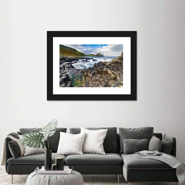 The Giant's Causeway In Northern Ireland Canvas Wall Art-1 Piece-Framed Print-42" x 14"-Tiaracle