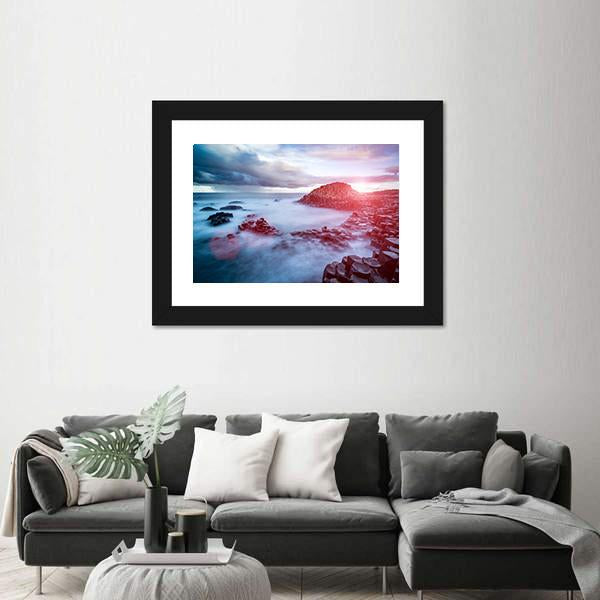 The Giant's Causeway In The Morning Canvas Wall Art-1 Piece-Framed Print-42" x 14"-Tiaracle