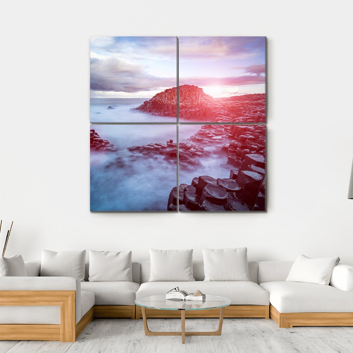 The Giant's Causeway In The Morning Canvas Wall Art-4 Square-Gallery Wrap-17" x 17"-Tiaracle