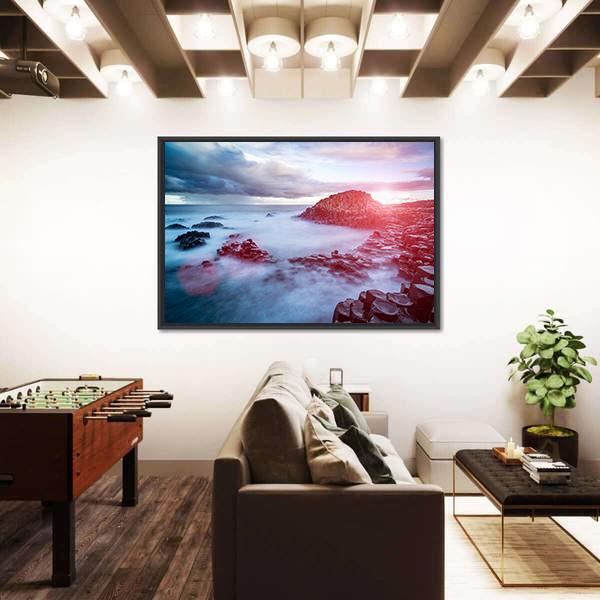 The Giant's Causeway In The Morning Panoramic Canvas Wall Art-1 Piece-36" x 12"-Tiaracle
