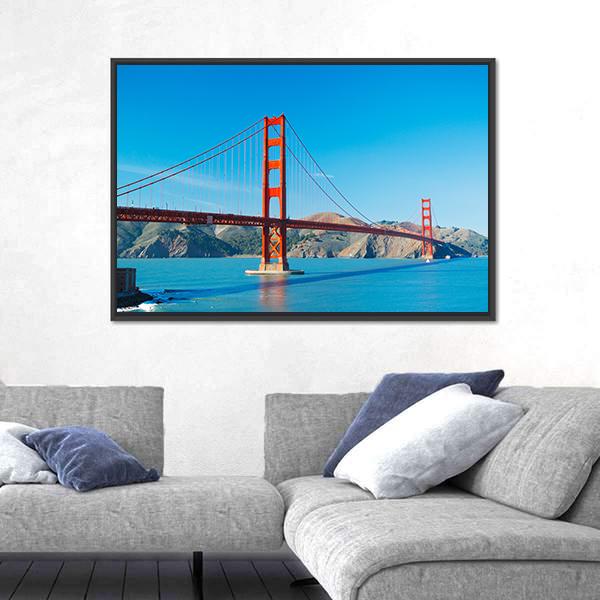 The Golden Gate Bridge Canvas Wall Art-1 Piece-Floating Frame-24" x 16"-Tiaracle
