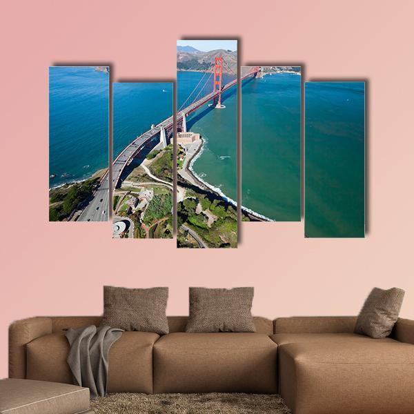 Golden Gate Bridge Canvas Wall Art-5 Pop-Gallery Wrap-47" x 32"-Tiaracle