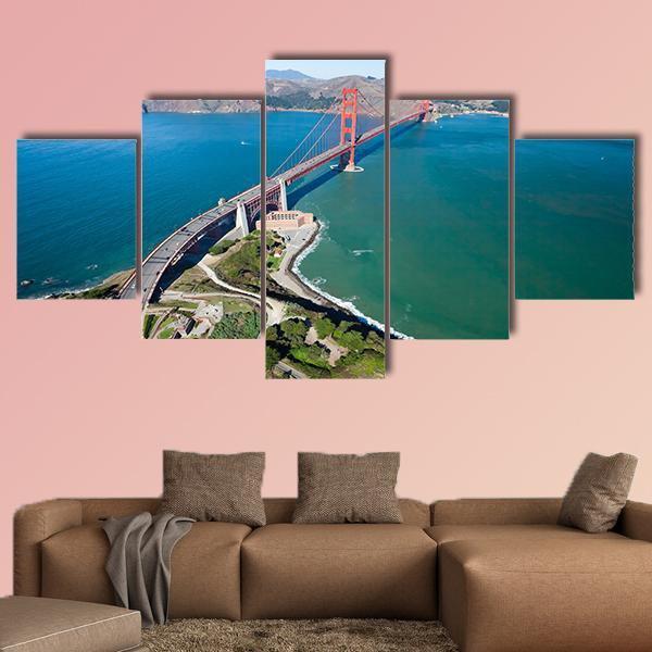 Golden Gate Bridge Canvas Wall Art-5 Star-Gallery Wrap-62" x 32"-Tiaracle
