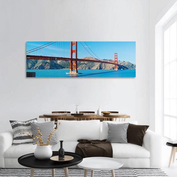 The Golden Gate Bridge Panoramic Canvas Wall Art-1 Piece-36" x 12"-Tiaracle