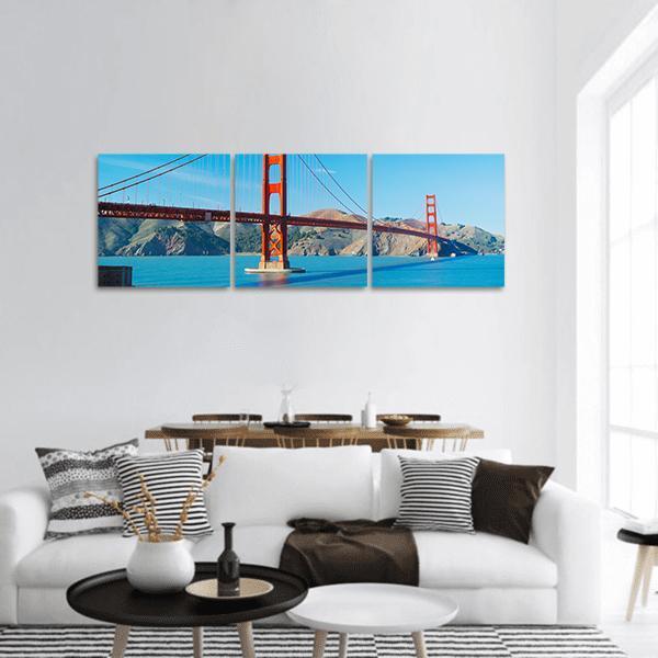The Golden Gate Bridge Panoramic Canvas Wall Art-3 Piece-25" x 08"-Tiaracle