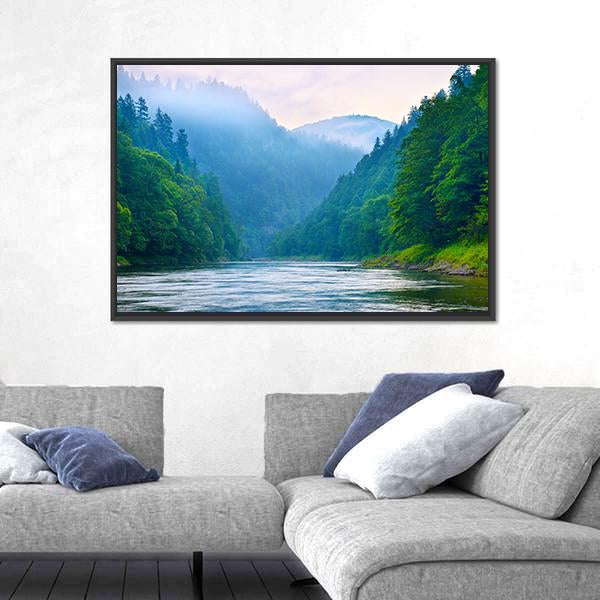 The Gorge Of Mountain River Canvas Wall Art-1 Piece-Floating Frame-24" x 16"-Tiaracle