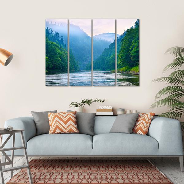 The Gorge Of Mountain River Canvas Wall Art-4 Horizontal-Gallery Wrap-34" x 24"-Tiaracle
