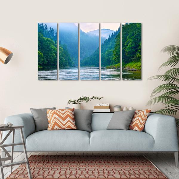 The Gorge Of Mountain River Canvas Wall Art-5 Horizontal-Gallery Wrap-22" x 12"-Tiaracle