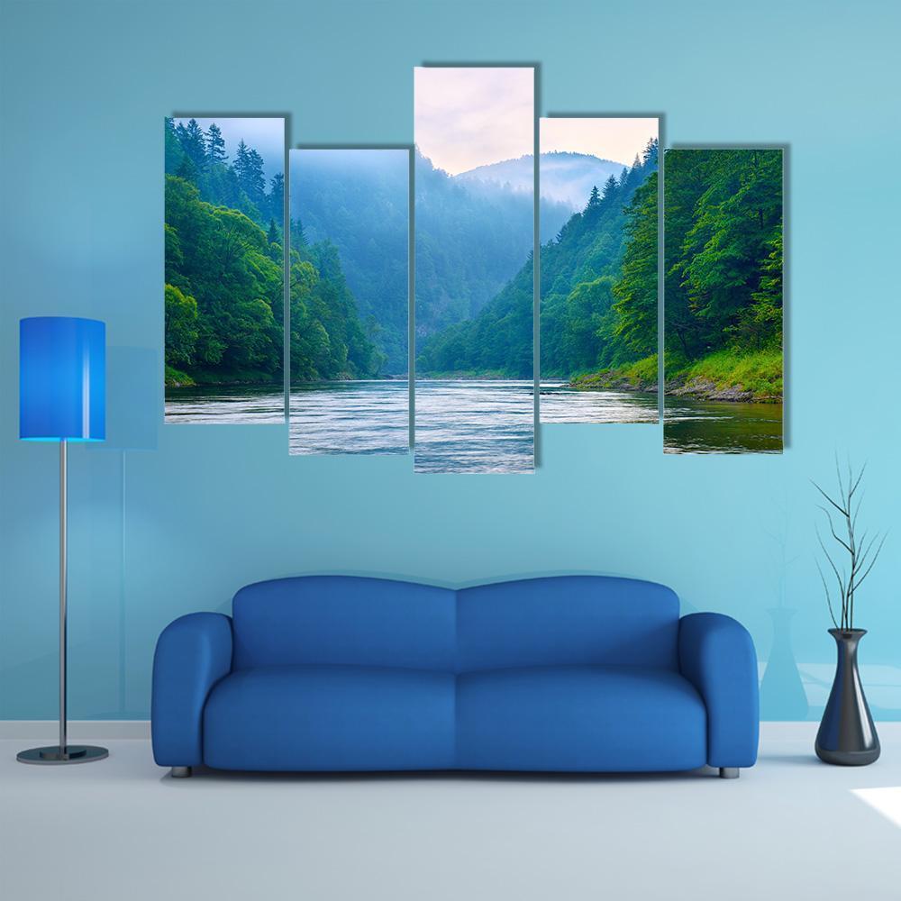 The Gorge Of Mountain River Canvas Wall Art-5 Pop-Gallery Wrap-47" x 32"-Tiaracle